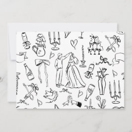 Cartão De Agradecimento noiva casamento casamento noiva toile desenhada à 