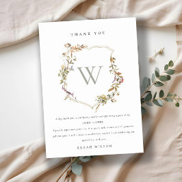 Cartão De Agradecimento Noiva com Rosa Escura e Flor Silvestre Crista Brid