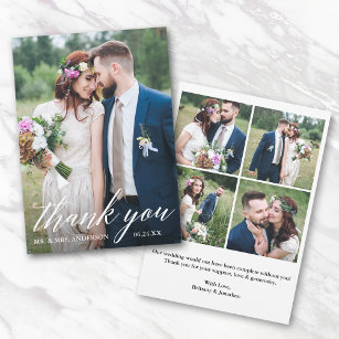 Cartão De Agradecimento Noiva da Caligrafia Moderna e Casamento Fotográfi