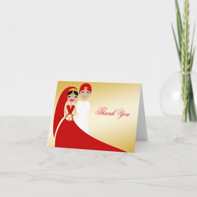 Cartão De Agradecimento Noiva de 311 Updo & obrigado indianos do noivo (Frente)