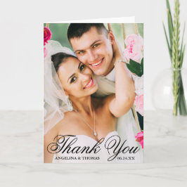 Cartão De Agradecimento Noiva e noivo Casamento Elegante Obrigado Foto Dob