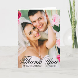 Cartão De Agradecimento Noiva e noivo Casamento Elegante Obrigado Foto Dob