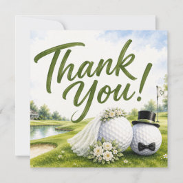 Cartão De Agradecimento Noiva e Noivo de Casamento de Golfe Obrigado