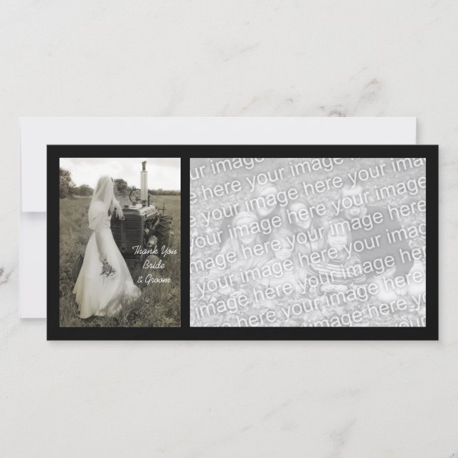 Cartão De Agradecimento Noiva e Trator Country Casamento Obrigado (Frente)