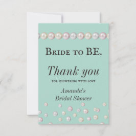 Cartão De Agradecimento Noiva Elegante a ser Teal Azul Pérola Chuveiro de