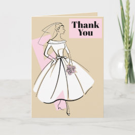 Cartão De Agradecimento Noiva Fashion Neutro Obrigada bege