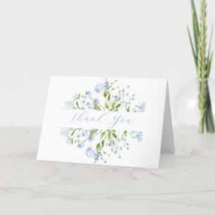 Cartão De Agradecimento Noiva Floral Azul Claro Dobrada