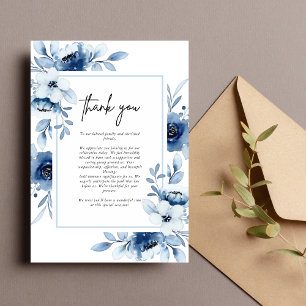 Cartão De Agradecimento Noiva Floral Champanhe Marinho Azul Empoeirado
