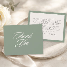 Cartão De Agradecimento Noiva Simples Elegante Verde Sage Casamento Minima