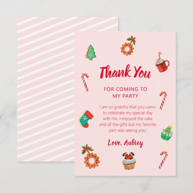 Cartão De Agradecimento Noivado de Natal da Casa de Pão Rosa (Frente/Verso)