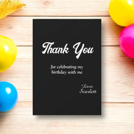 Cartão De Agradecimento Noivado Simples Negro E Branco Moderno Elegante