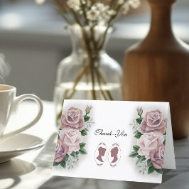 Cartão De Agradecimento Noivas Lésbicas Rosas Pink Regência