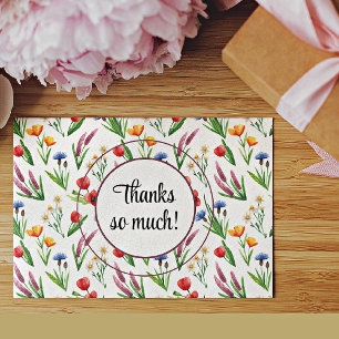 Cartão De Agradecimento Nome, Bright Watercolor Flores