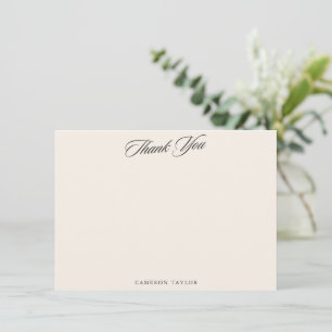 Cartão De Agradecimento Nome de Letra de Caligrafia Elegante Marfim Creme
