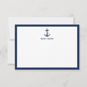 Cartão De Agradecimento Nome do barco âncora náutica personalizado