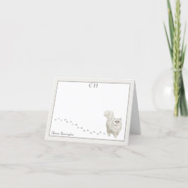 Cartão De Agradecimento Nome do Monograma da Borda da Cinza de Gato Persa