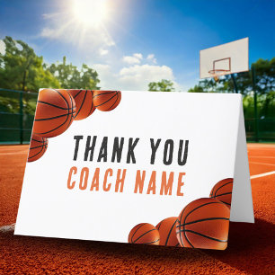 Cartão De Agradecimento Nome do Treinador de Basquete 