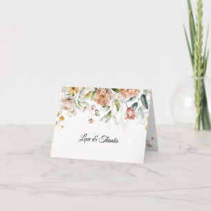 Cartão De Agradecimento Nome em Floral Drop de Arte Fina Elegante