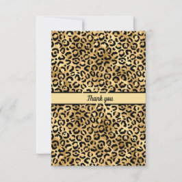 Cartão De Agradecimento Nome Monograma Preto Dourado Estampa Leopardo Guep