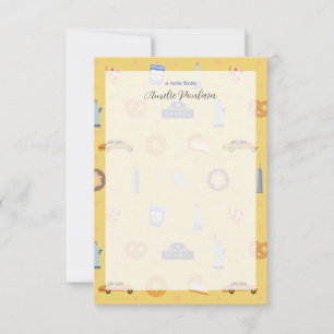 Cartão De Agradecimento Nome Personalizado Amarelo do Padrão NYC Encantado