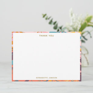 Cartão De Agradecimento Nome Personalizado Colorido com Redemoinho de Márm