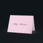 Cartão De Agradecimento Nome Personalizado de Script Rosa Moderno Minimali<br><div class="desc">Um simples na moda personalizado design de tipografia de nome em uma letra casual de script, em preto a preto no rosa pastel. O item perfeito para o minimalista da moda. Um presente ou acessório de tendência para qualquer ocasião. Debra Valencia, uma artista visionária de padrões de superfície, designer de...</div>