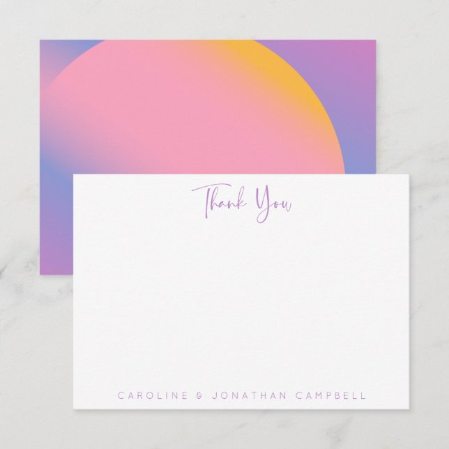 Cartão De Agradecimento Nome Personalizado do Gradiente Rosa Púrpura do Gr (Frente/Verso)
