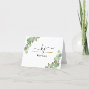 Cartão De Agradecimento Nome Personalizado Greenery Da Mesa Do