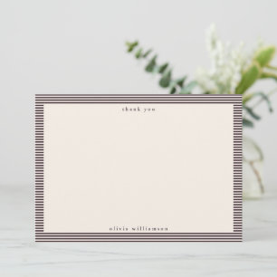 Cartão De Agradecimento Nome Personalizado Listras Ameixa Simples Vintage
