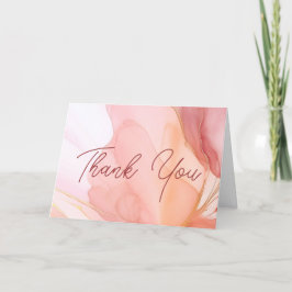 Cartão De Agradecimento Nome Personalizado Mensagem Feminina Peach Floral 