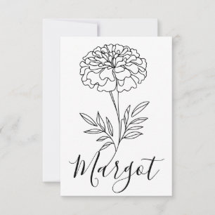 Cartão De Agradecimento Nome Personalizado Outubro Marigold Birth Flower