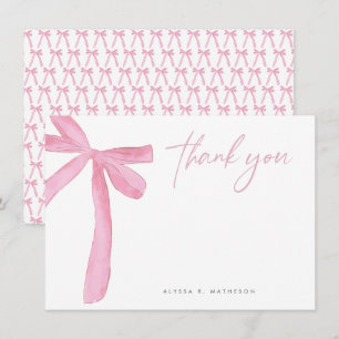 Cartão De Agradecimento Nome Personalizável Laço Rosa Casamento Chá de Noi