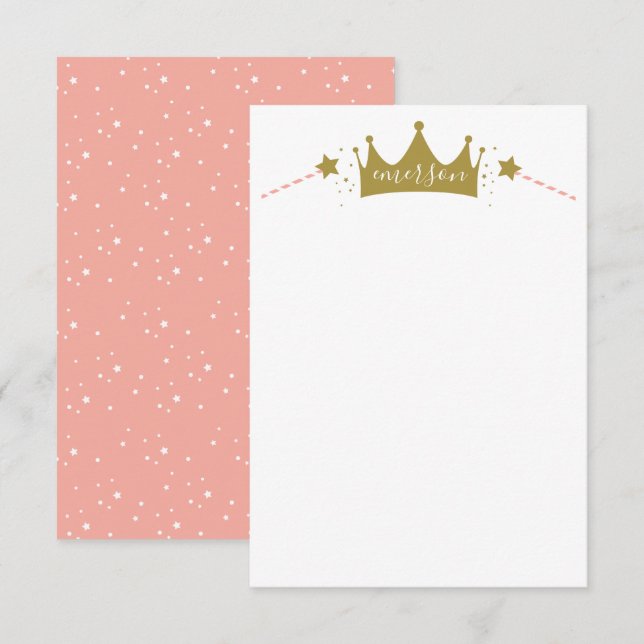 Cartão De Agradecimento Nome Princesa Rosa e Dourado em Letra de Forma (Frente/Verso)