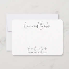 Cartão De Agradecimento Nome Simples Script Casamento Novos Obrigados De A