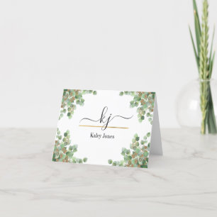 Cartão De Agradecimento Nome verde personalizado Da Mesa De