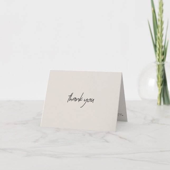 Cartão De Agradecimento Nomes de Script de Mensagem de Casamento Beige (Frente)