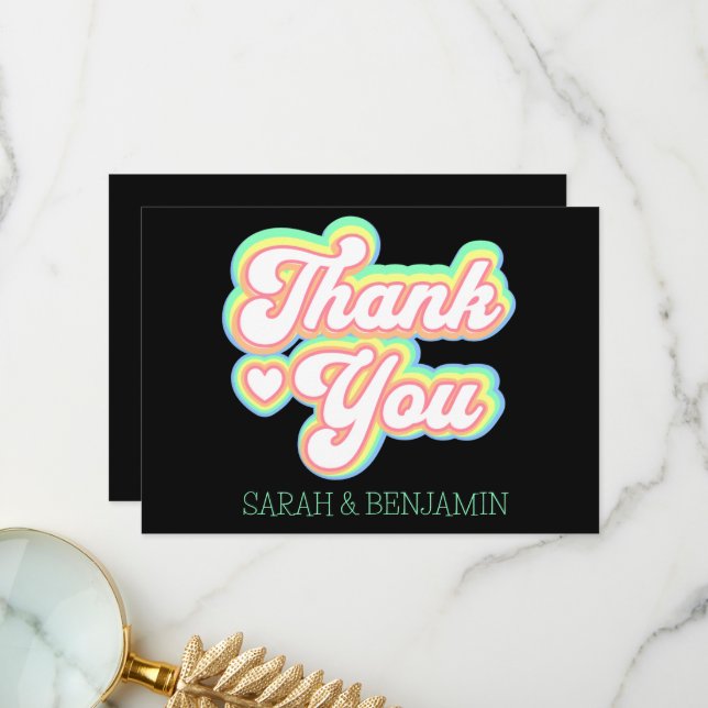 Cartão De Agradecimento Nomes personalizados de casamento dos 60 e 70 anos (Frente/Verso In Situ)