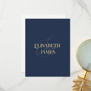 Cartão De Agradecimento Nomes personalizados Dourados e azuis do Marinho m