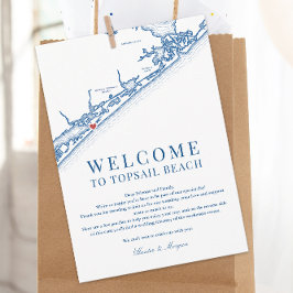 Cartão De Agradecimento North Topsail Beach Wedding Welcome Letter Navy