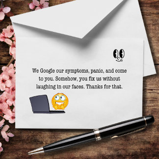 Cartão De Agradecimento Nós pesquisamos nossos sintomas, você corrige noss