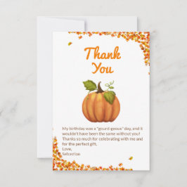 Cartão De Agradecimento Nossa Pequena Abóbora Cai Aniversário