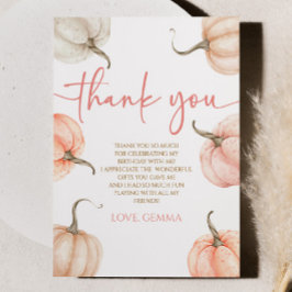 Cartão De Agradecimento Nossa Pequena Abóbora Rosa Branco Festa de Anivers