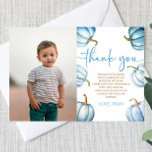Cartão De Agradecimento Nossa Pequena Festa de aniversário Azul de Abóbora<br><div class="desc">Este é o nosso Cartões de agradecimentos de Foto Personalizada de Festa de aniversário de Queda Azul de Abóbora!</div>
