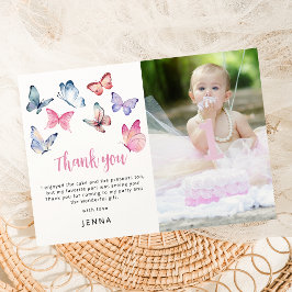 Cartão De Agradecimento Nossa Pequena Festa de Aniversário de Borboleta co