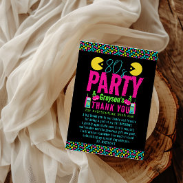 Cartão De Agradecimento nossa pequena festa de aniversário Retro Neon dos