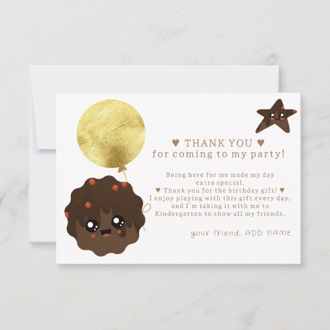 Cartão De Agradecimento Nosso Pequeno Biscoito Comemora o Primeiro Anivers (Frente)