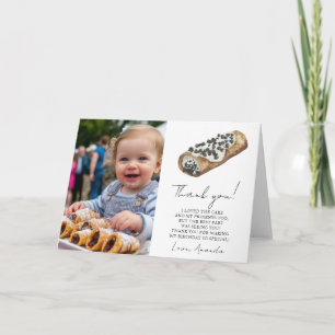 Cartão De Agradecimento Nosso Pequeno Cannoli 1º Aniversário Obrigado