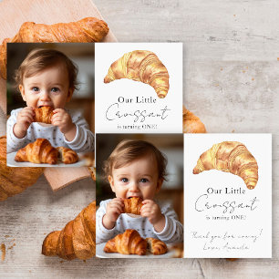Cartão De Agradecimento Nosso Pequeno Croissant 1º Aniversário Obrigado