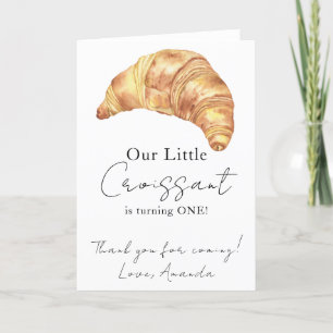 Cartão De Agradecimento Nosso Pequeno Croissant 1º Aniversário Obrigado