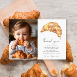 Cartão De Agradecimento Nosso Pequeno Croissant Aniversário de 1 ano Obrig